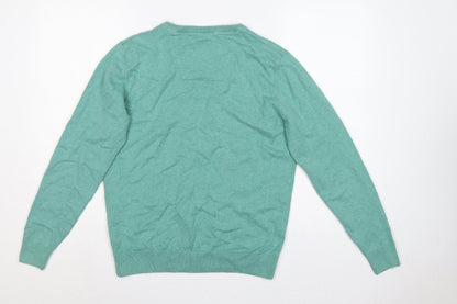 Tom Tailor Men’s Green M V-Neck Cotton Knit Pullover Jumper
