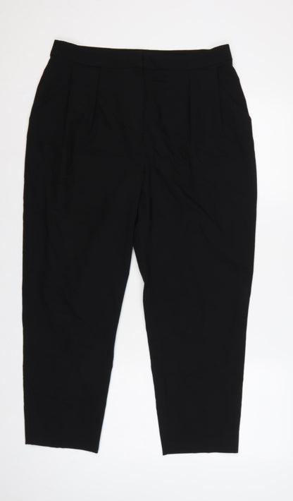 Topshop Women’s Black UK 14 High Rise Tailored Tapered Trousers