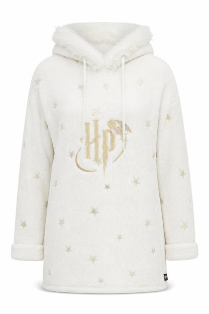 Front view of Tu Teens White S Harry Potter Hooded Star Fleece Pyjama Top