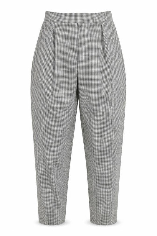 St Michael Women Black Check High Waist Tapered Dress Trousers UK 16