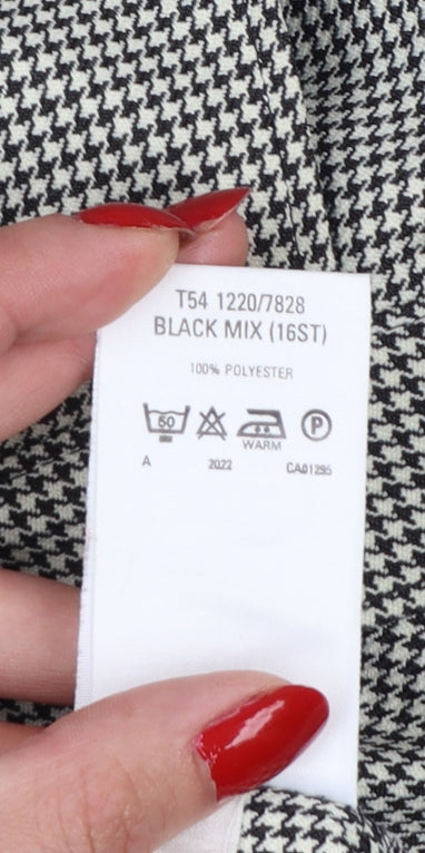 St Michael Women Black Check High Waist Tapered Dress Trousers UK 16