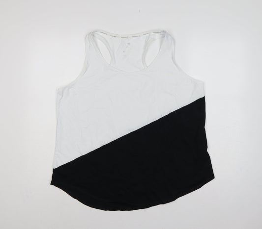 Marks & Spencer Women Black White Colourblock Racerback Tank Top UK 20
