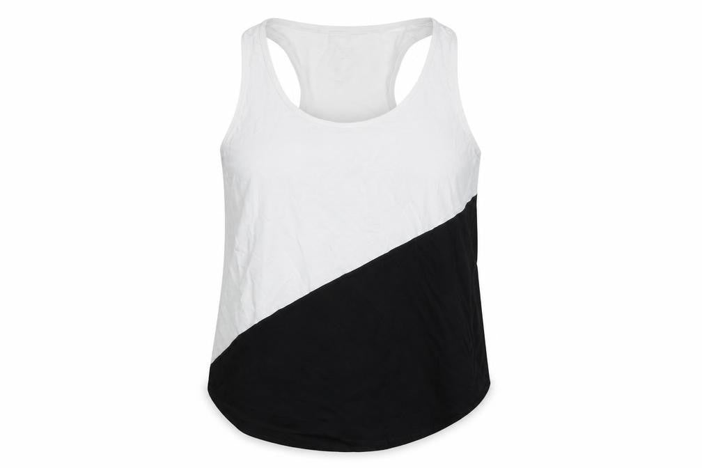 Marks & Spencer Women Black White Colourblock Racerback Tank Top UK 20