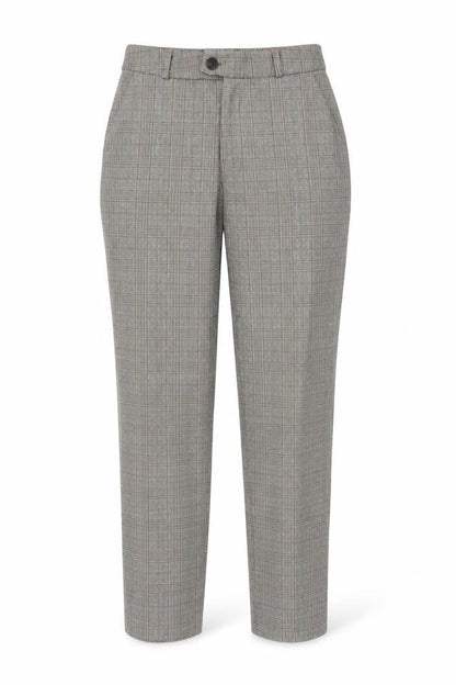 Paulmark Women’s Grey Check High Rise Tapered Dress Trousers UK 12