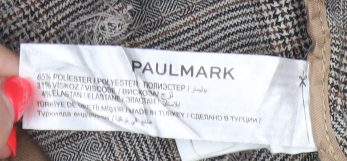 Paulmark Women’s Grey Check High Rise Tapered Dress Trousers UK 12