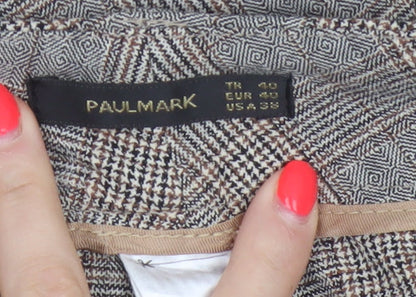 Paulmark Women’s Grey Check High Rise Tapered Dress Trousers UK 12