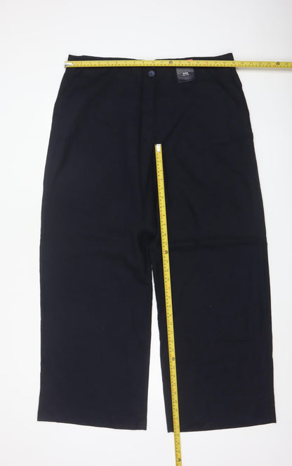 M&S Collection Women’s Blue Wide Leg High Rise Linen Trousers UK 18