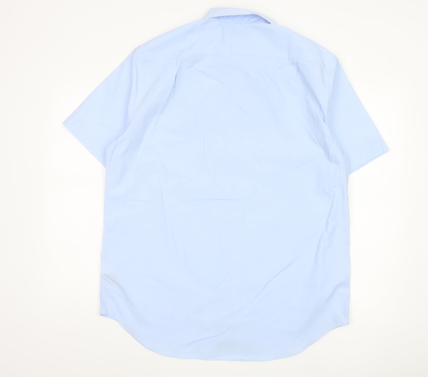 Marks and Spencer Men Blue 16.5 Regular Fit Short Sleeve Button-Up Shirt