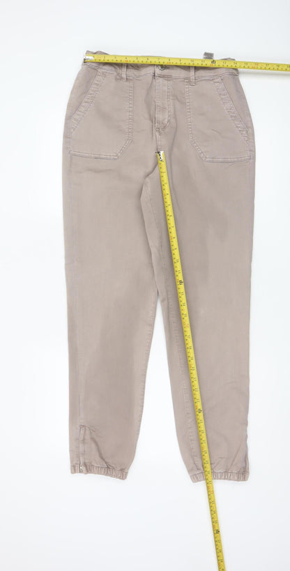 M&S Women’s Beige Size 12 Long Tapered Jogger Trousers Pockets