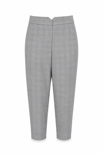 Marks & Spencer Women Grey Check Tapered Tailored Trousers UK 16 Regular
