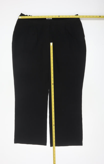 Damart Women Black UK 20 Straight Leg Stretch Trousers Smart Work