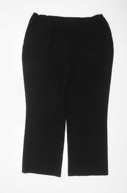 Damart Women Black UK 20 Straight Leg Stretch Trousers Smart Work