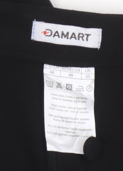 Damart Women Black UK 20 Straight Leg Stretch Trousers Smart Work