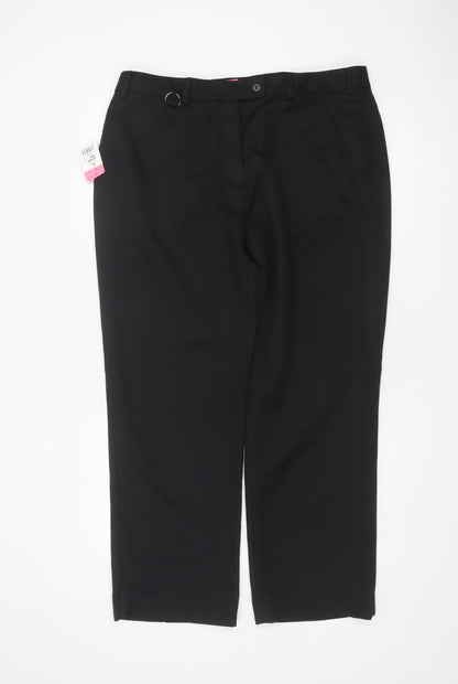 Brook Taverner Women Black Size 18 Straight Leg Tailored Dress Trousers