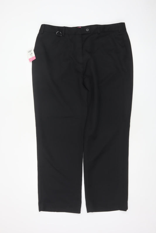 Brook Taverner Women Black Size 18 Straight Leg Tailored Dress Trousers