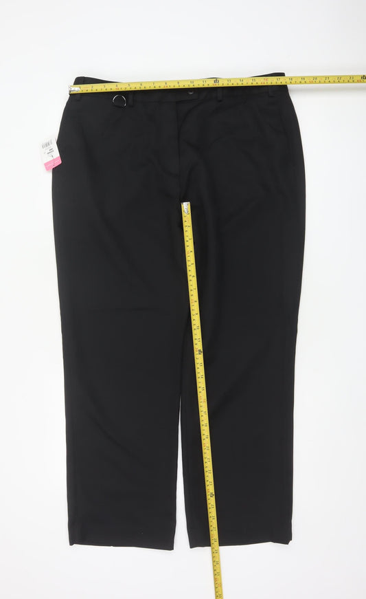 Brook Taverner Women Black Size 18 Straight Leg Tailored Dress Trousers