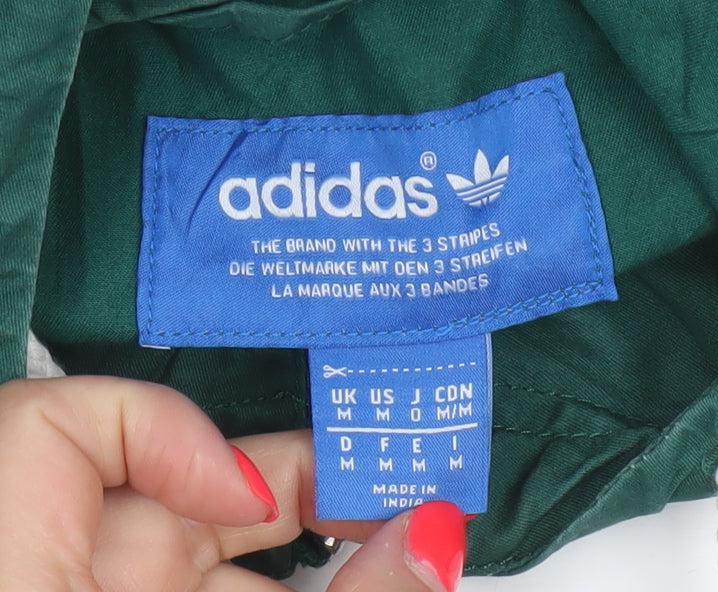 adidas Mens Green M Hooded Full Zip Cotton Utility Jacket
