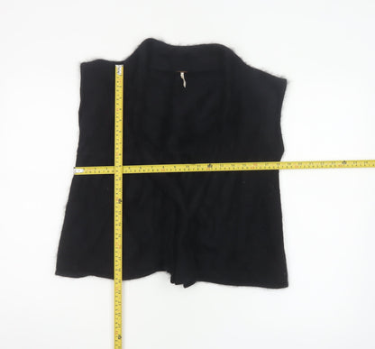 Free People Women Black Angora Knit Open Cowl Neck Vest Size L