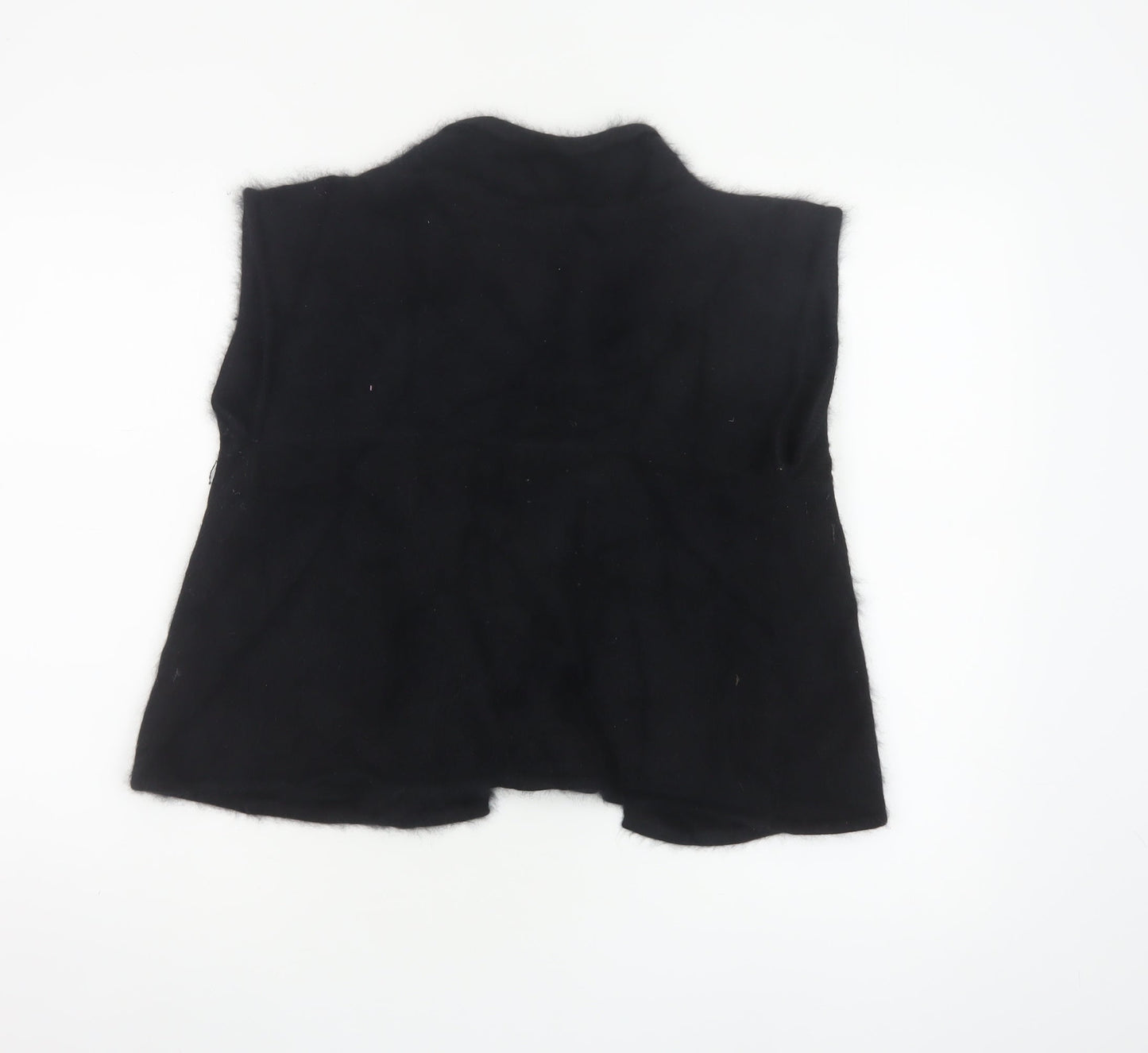 Free People Women Black Angora Knit Open Cowl Neck Vest Size L