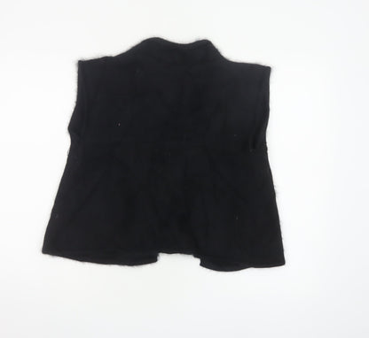 Free People Women Black Angora Knit Open Cowl Neck Vest Size L