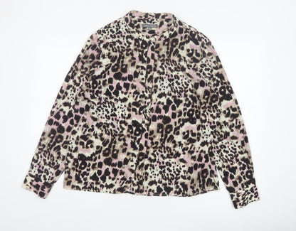Laura Ashley Women’s Multicoloured Leopard Print Button Blouse UK 16