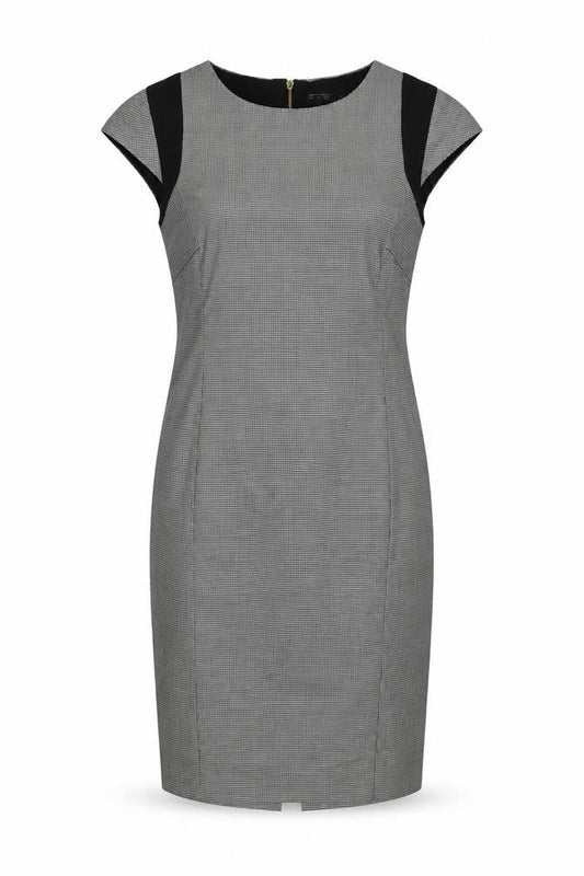 Zara Basic Women Grey Houndstooth L Pencil Work Dress