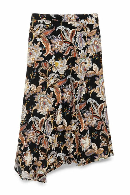 Front view of Joe Browns Women Black UK 14 Bohemian Paisley Asymmetric Midi Skirt