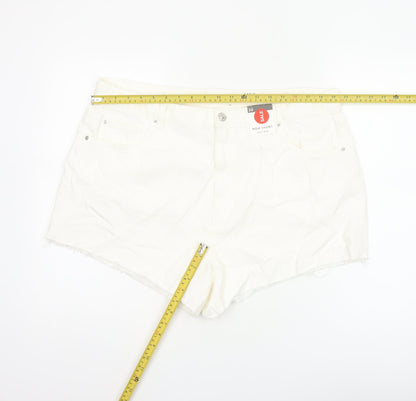 Marks & Spencer Women White UK 20 Mom High Rise Denim Shorts