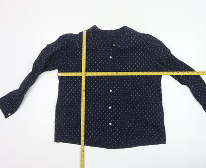 Marks and Spencer Women Blue UK 12 Ruffle Geometric Button-Up Blouse
