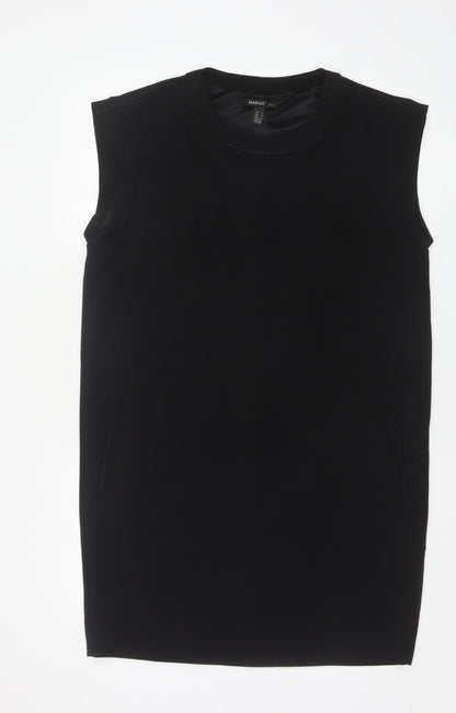 Mango Women Black M Sleeveless Sheath Knee Length Work Dress