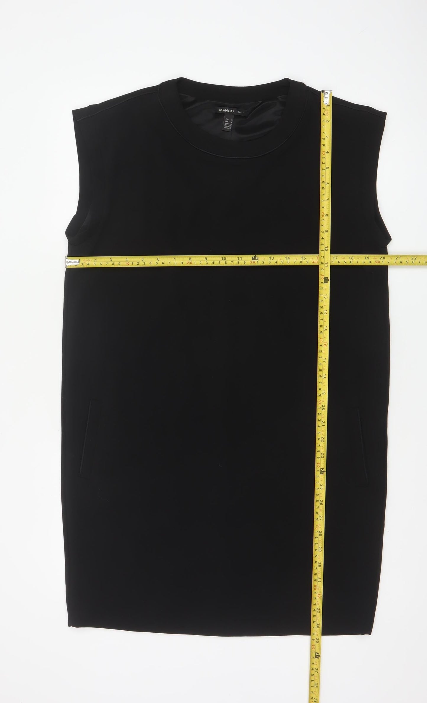 Mango Women Black M Sleeveless Sheath Knee Length Work Dress