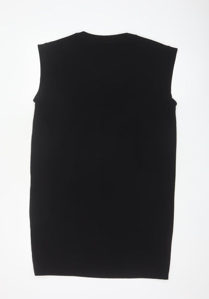 Mango Women Black M Sleeveless Sheath Knee Length Work Dress