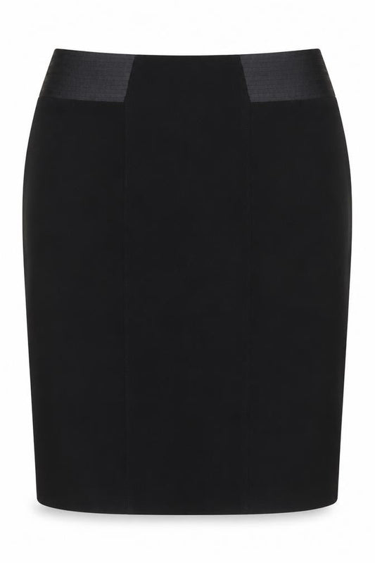 Kaliko Women Black UK 18 Knee Length Pencil Skirt Satin Panel