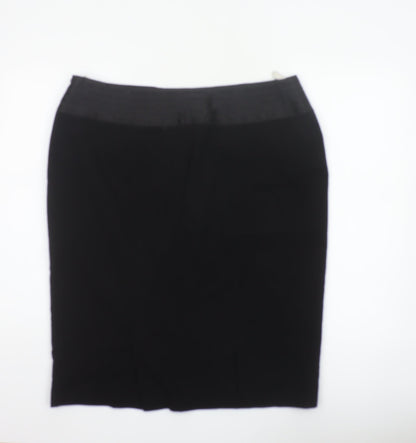 Kaliko Women Black UK 18 Knee Length Pencil Skirt Satin Panel