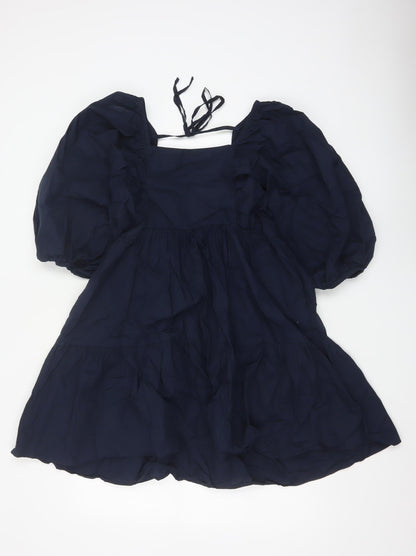 Nobodys Child Women Blue UK 8 Fit & Flare Puff Sleeve Cotton Dress
