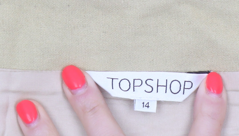 Topshop Women Red Beige Geometric Pencil Mini Skirt UK 14