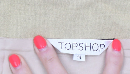 Topshop Women Red Beige Geometric Pencil Mini Skirt UK 14
