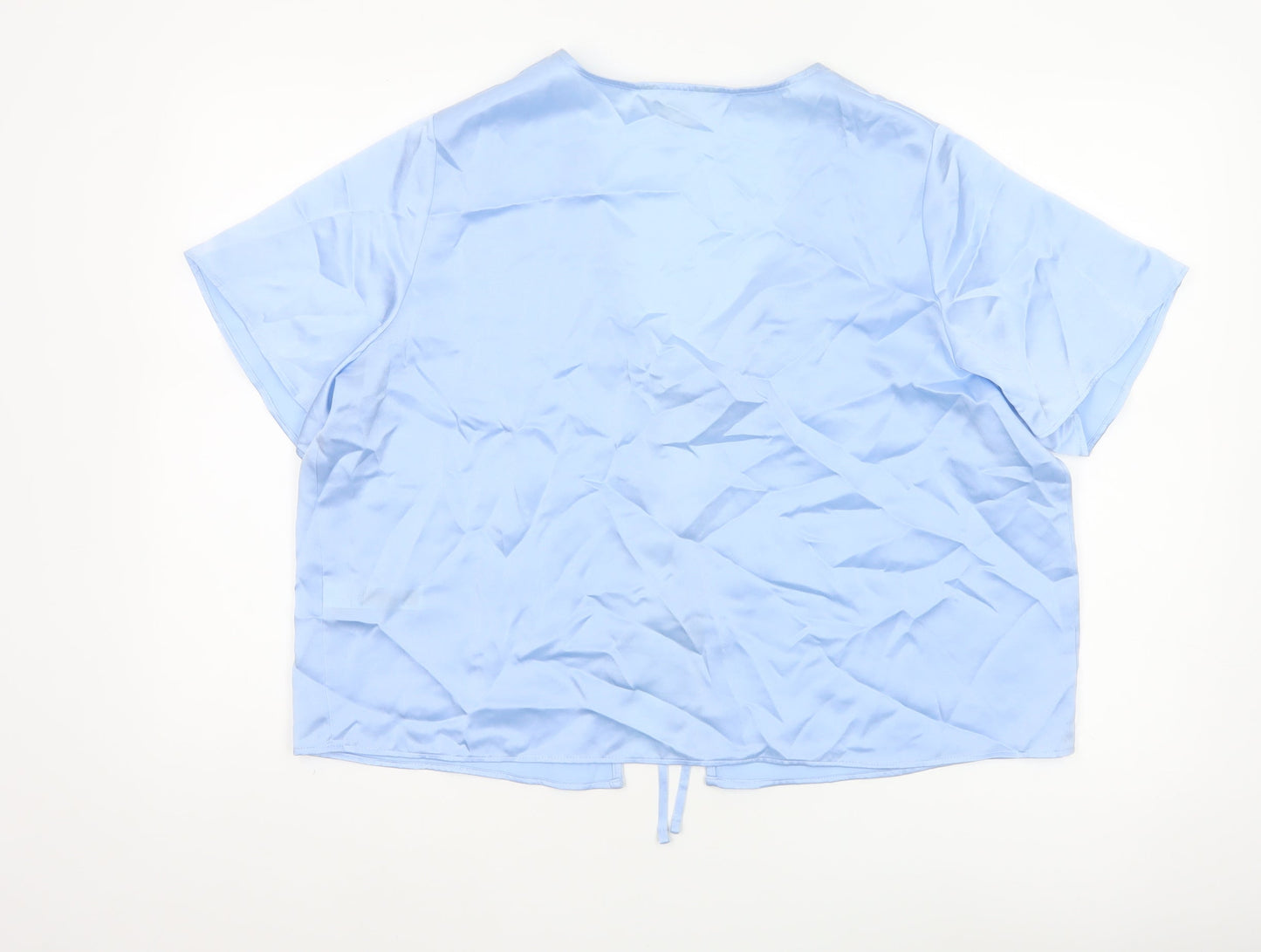 Marks & Spencer Women Blue Size 16 Satin Kimono Tie Nightwear Robe