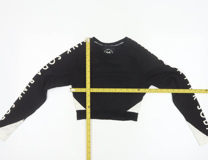 Pink Soda Sport Women Black UK 6 Cropped Logo Long Sleeve Jersey Top