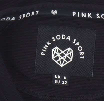 Pink Soda Sport Women Black UK 6 Cropped Logo Long Sleeve Jersey Top