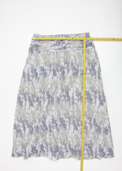 Poetry Women Grey Linen A-Line Long Skirt UK 14 Lined
