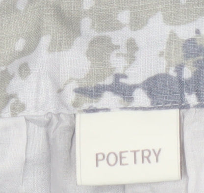 Poetry Women Grey Linen A-Line Long Skirt UK 14 Lined