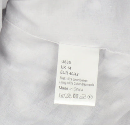 Poetry Women Grey Linen A-Line Long Skirt UK 14 Lined