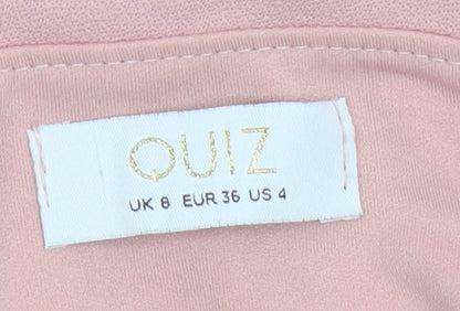 Quiz Women Pink UK 8 Off Shoulder Fit & Flare Knee Dress