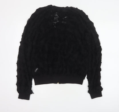 L'Art River Island Women’s Black UK 12 Floral Mesh Bomber Jacket