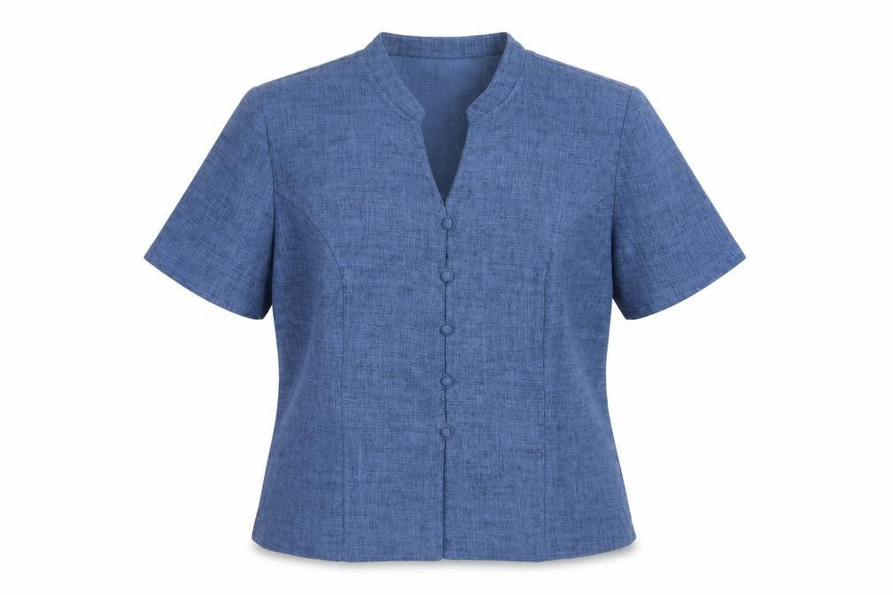Eastex Women’s Blue UK 14 Short Sleeve Button-Up Blouse