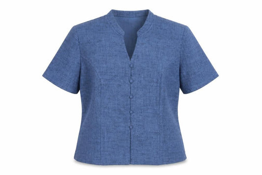 Eastex Women’s Blue UK 14 Short Sleeve Button-Up Blouse