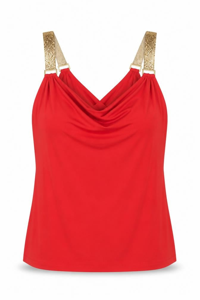 Star by Julien Macdonald Women Red UK 14 Cowl Neck Beaded Strap Tank Top