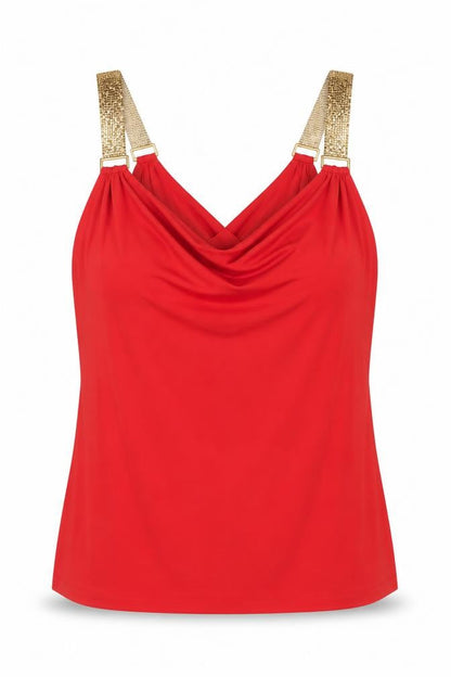 Star by Julien Macdonald Women Red UK 14 Cowl Neck Beaded Strap Tank Top