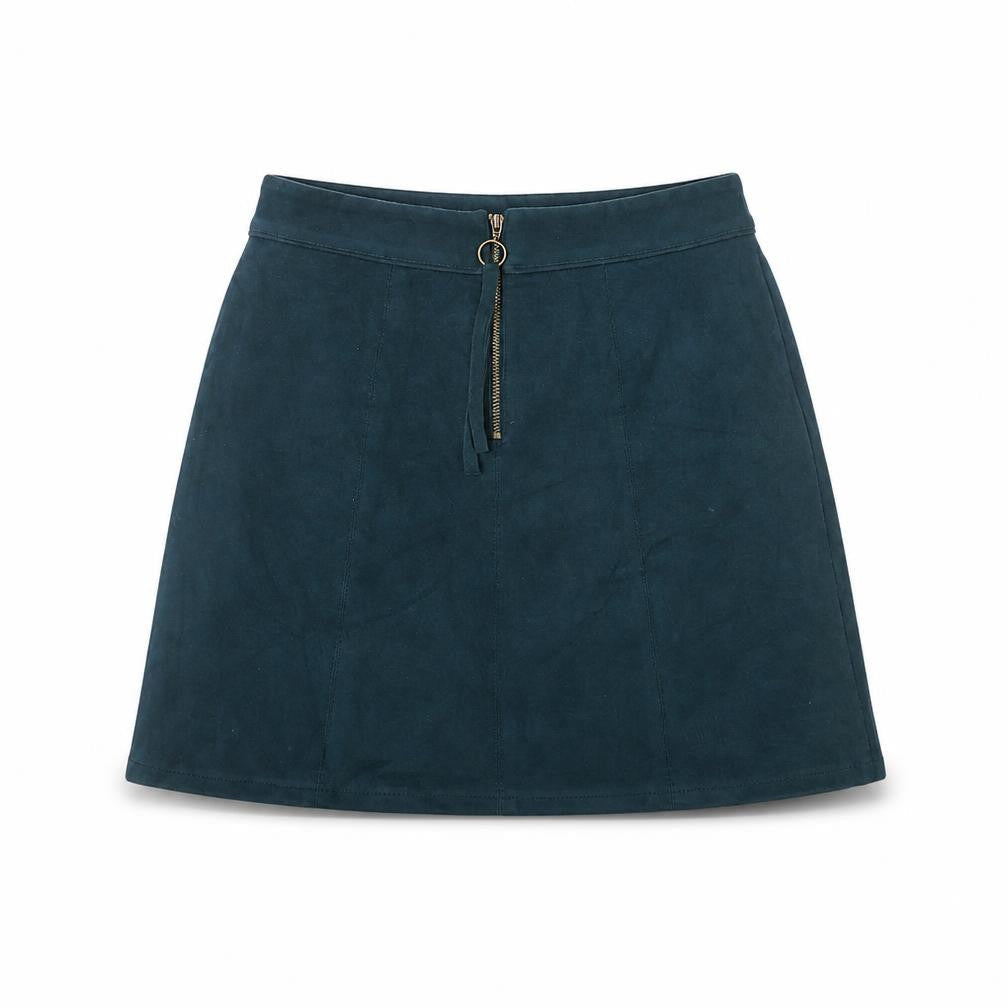 Front view of edc by Esprit Women Blue UK 6 A-Line Short Stretch Zip Skirt